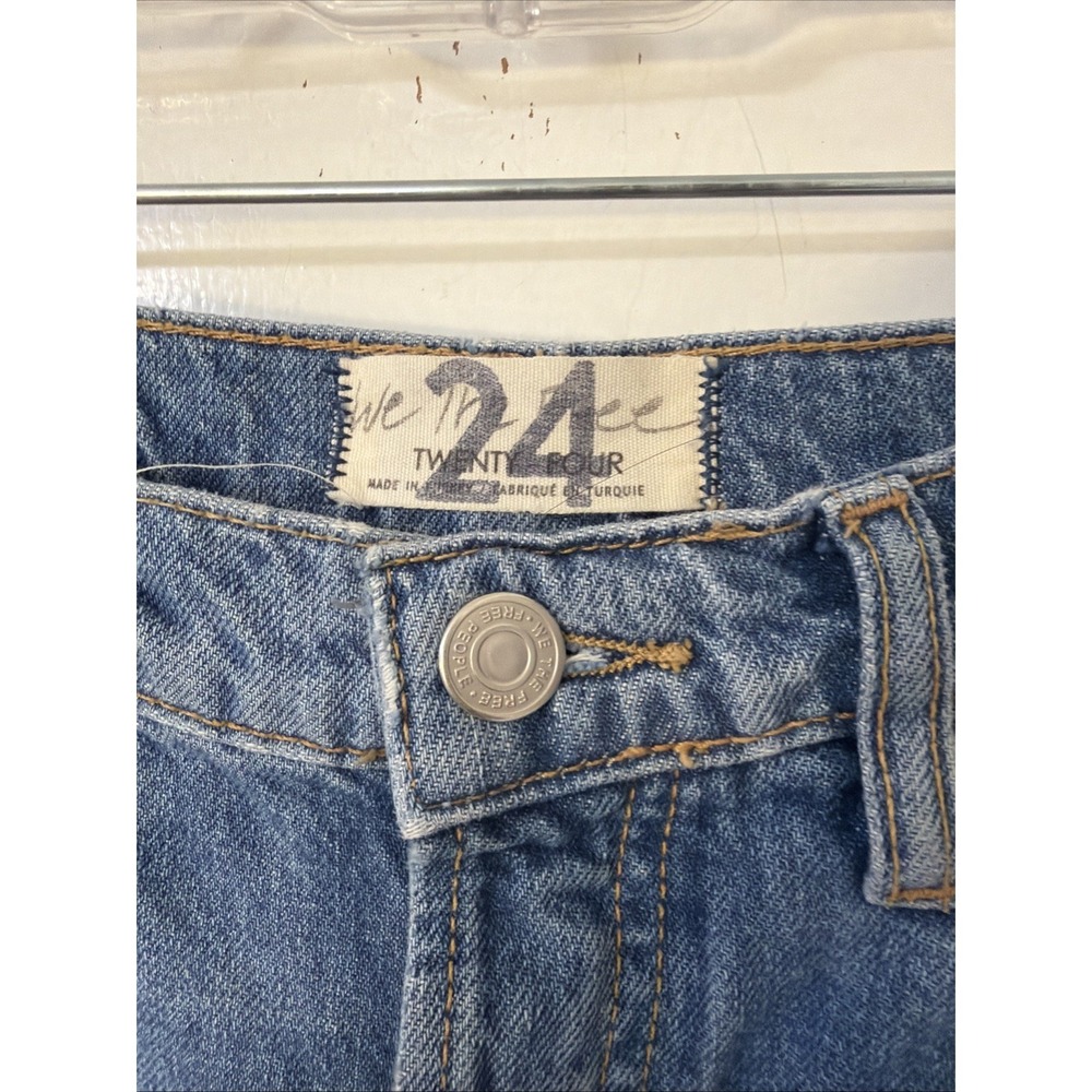 Free People New Dawn Flare High Rise Jeans Button Fly In Victoria Blue Sz 24 - Picture 3 of 8